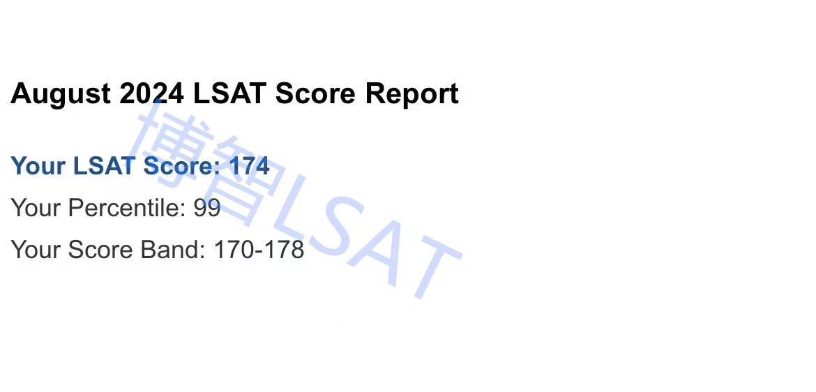 LSAT八月成绩单